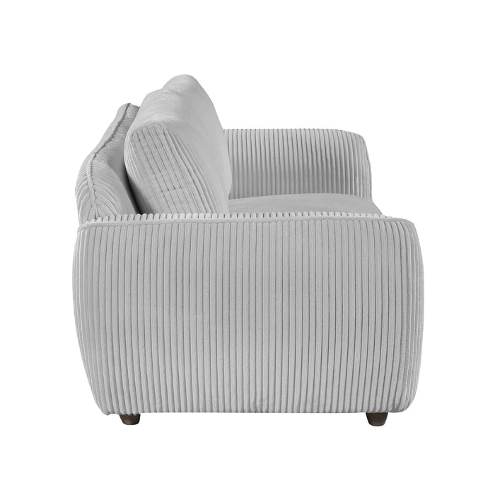 Chintaly CHARLESTON Modern Sofa w/ Channel Pattern & Wooden Legs Gray Oak