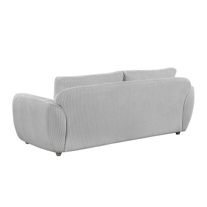 Chintaly CHARLESTON Modern Sofa w/ Channel Pattern & Wooden Legs Gray Oak