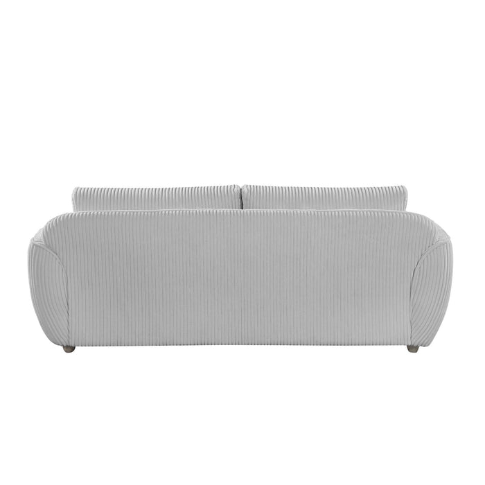 Chintaly CHARLESTON Modern Sofa w/ Channel Pattern & Wooden Legs Gray Oak