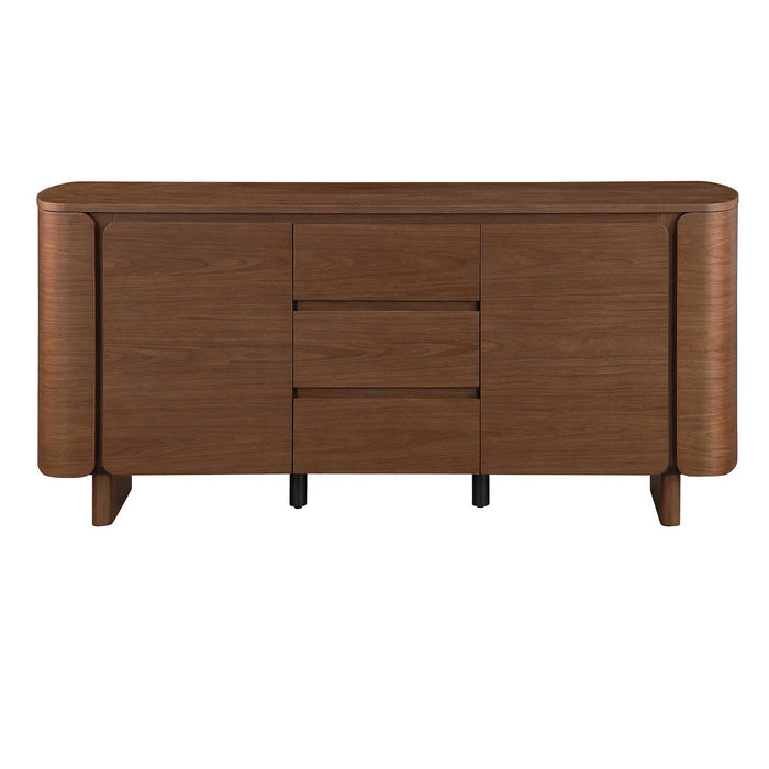 Chintaly EDEN-BUF Modern All-wood Buffet w/ 2 Shelves & 3 Drawers Walnut Veneer