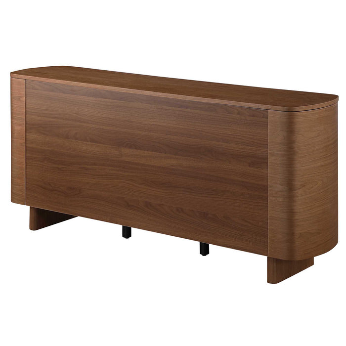 Chintaly EDEN-BUF Modern All-wood Buffet w/ 2 Shelves & 3 Drawers Walnut Veneer