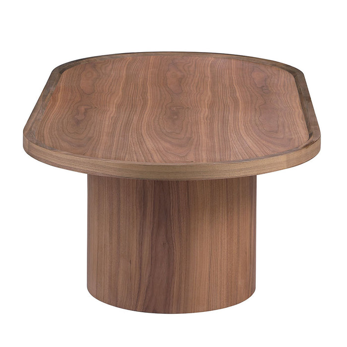 Chintaly 2607-OCC Rectangular Wooden Cocktail Table Leg (Oval) Walnut Veneer