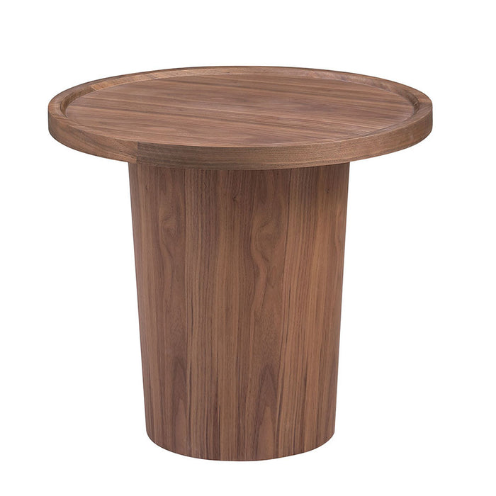 Chintaly 2607-OCC Round Wooden Lamp Table Base Walnut Veneer