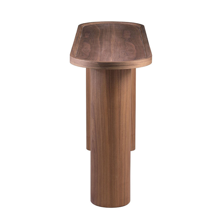 Chintaly 2607-OCC Round Wooden Sofa Table Leg Walnut Veneer