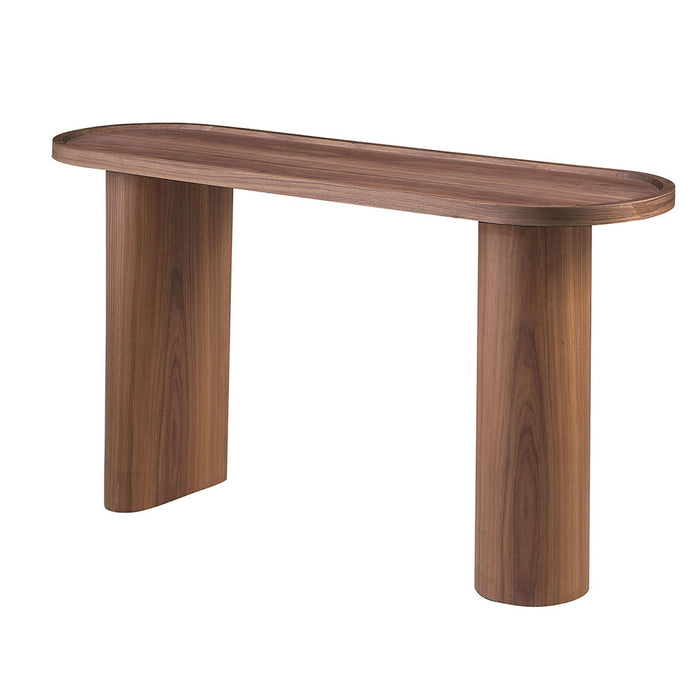 Chintaly 2607-OCC Round Wooden Sofa Table Leg Walnut Veneer