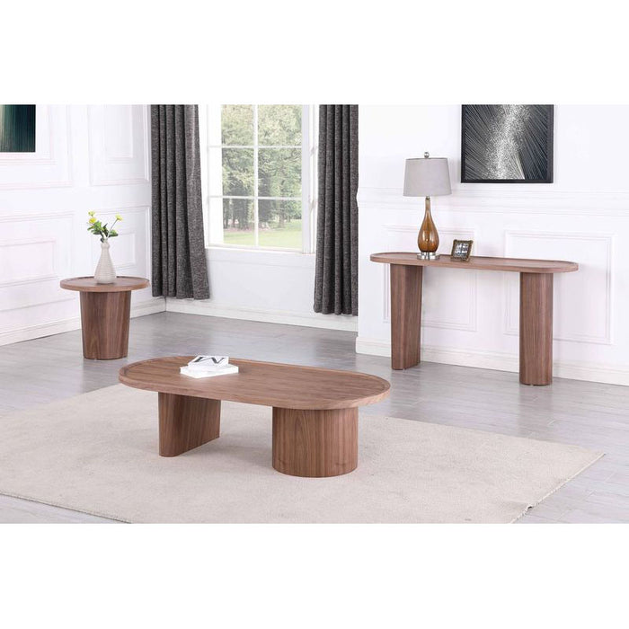 Chintaly 2607-OCC Round Wooden Sofa Table Leg Walnut Veneer