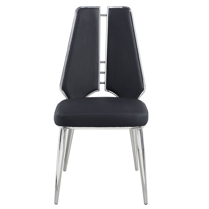 Chintaly TESSA-SC Contemporary Side Chair w/ Steel Accents - 2 Per Box Polished SS