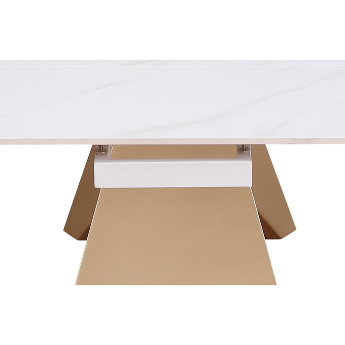 Chintaly AMELIA 35"x 71-102" Extendable Marbleized Ceramic Top Matte White