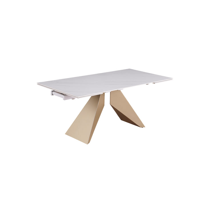 Chintaly AMELIA 35"x 71-102" Extendable Marbleized Ceramic Top Matte White