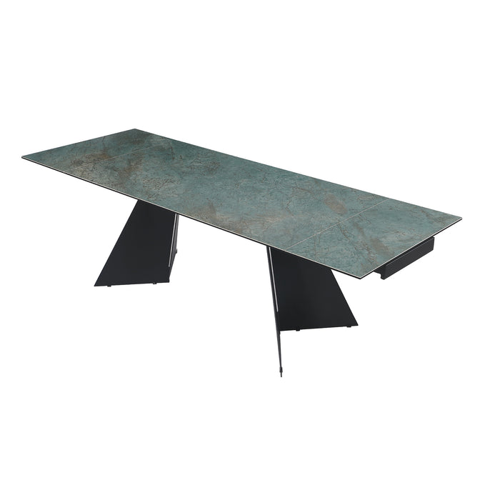 Chintaly HELEN 39"x 63-94" Ceramic Top w/ 2 Pull-out Ext. Matte Green