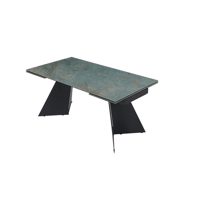 Chintaly HELEN 39"x 63-94" Ceramic Top w/ 2 Pull-out Ext. Matte Green