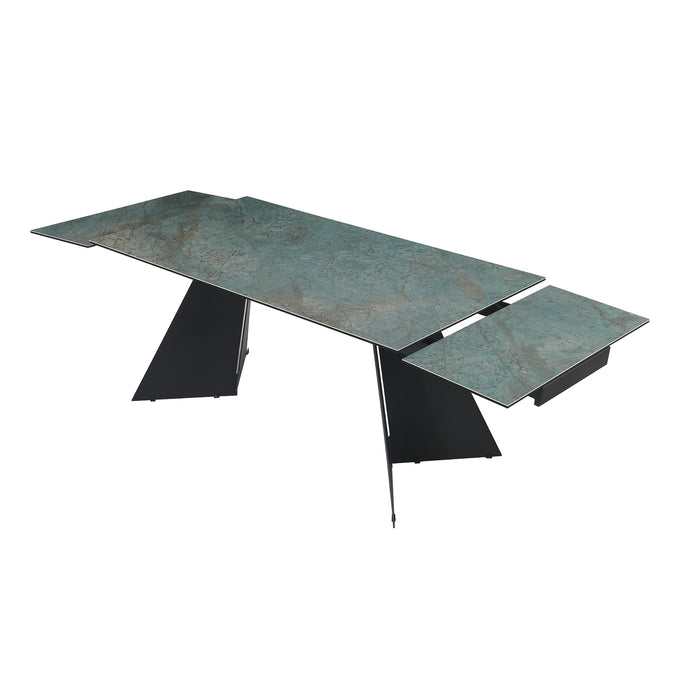 Chintaly HELEN 39"x 63-94" Ceramic Top w/ 2 Pull-out Ext. Matte Green