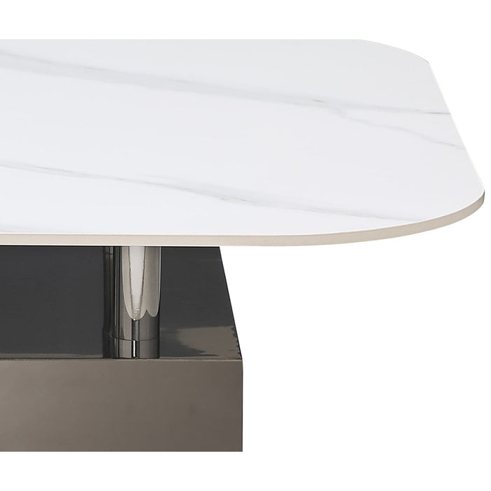 Chintaly 2191-OCC 43" Square Round Marbleized Sintered Stone Top Matte White