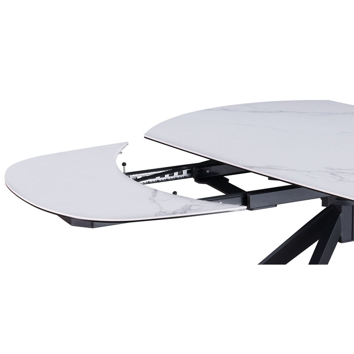 Chintaly NICOLE 39"x 63-95" Sintered Stone & Glass Top w/ 2 Motion Ext. Matte White