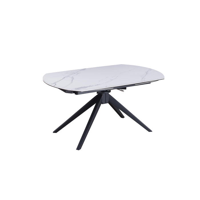 Chintaly NICOLE 39"x 63-95" Sintered Stone & Glass Top w/ 2 Motion Ext. Matte White