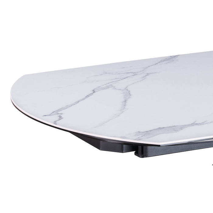 Chintaly NICOLE 39"x 63-95" Sintered Stone & Glass Top w/ 2 Motion Ext. Matte White