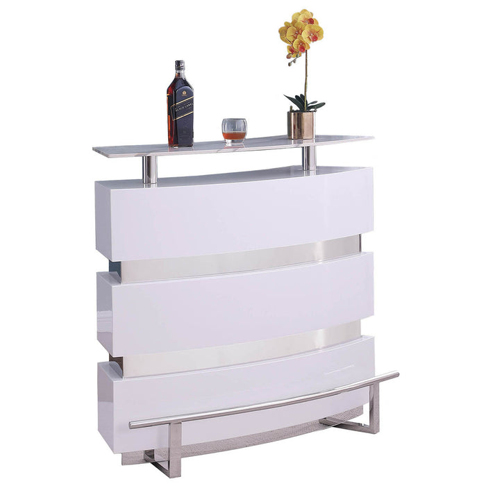 Chintaly XENIA-BAR-WHT-CER Marbleized Ceramic Bar Top Gloss White & Gray