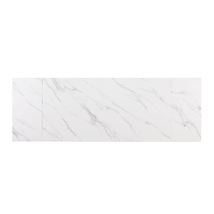Chintaly SCARLETTE-DT-WHT 43"x 87-126" Extendable Marbleized Sintered Stone Top Matte White