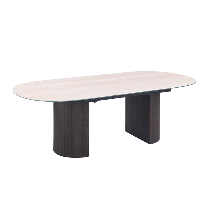 Chintaly EDITH Wooden Double Pedestal Base Dark Oak Veneer