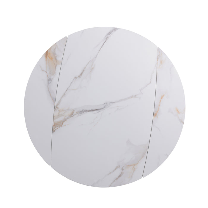 Chintaly JUNIPER 32"x 51" Sintered Stone & Glass Top w/ 2 Motion Ext. Gloss White