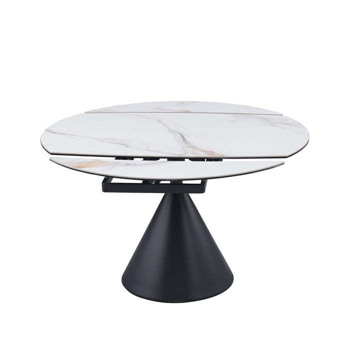 Chintaly JUNIPER 32"x 51" Sintered Stone & Glass Top w/ 2 Motion Ext. Gloss White