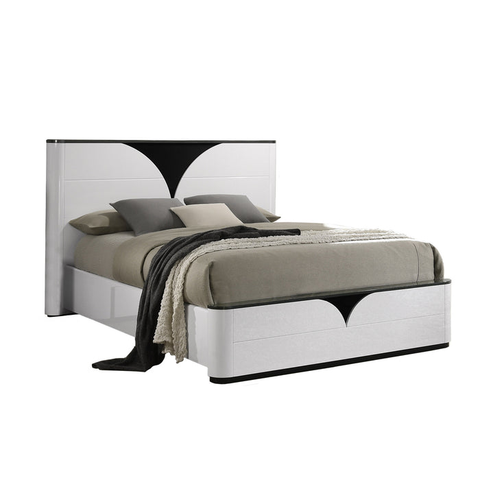 Chintaly OTTAWA Queen Bed Headboard Gloss White & Black