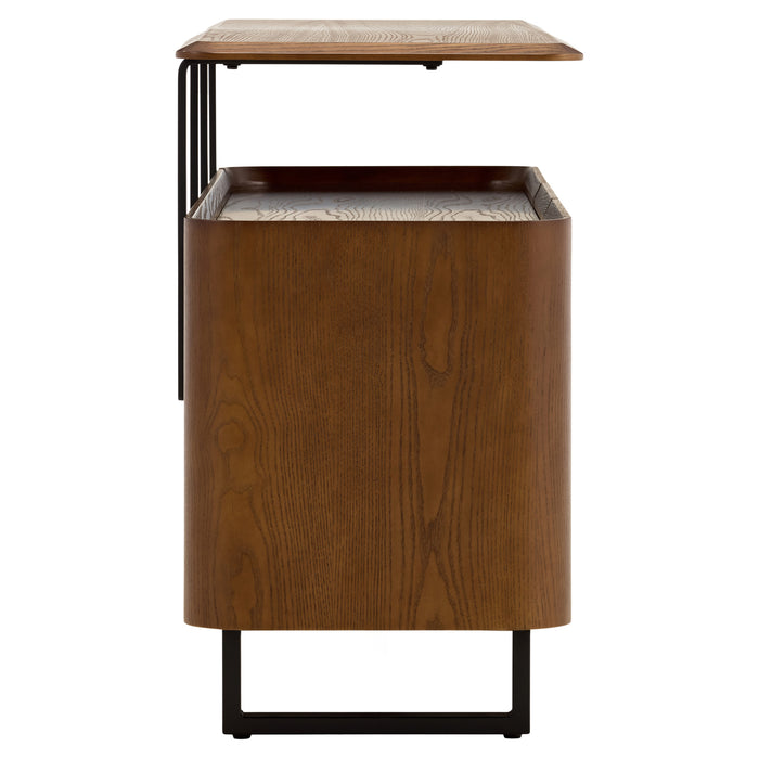 Chintaly SELMA-BUF Wooden & Steel Buffet w/ 2 Doors, 2 Shelves & 2 Drawers Walnut Veneer / Matte Black