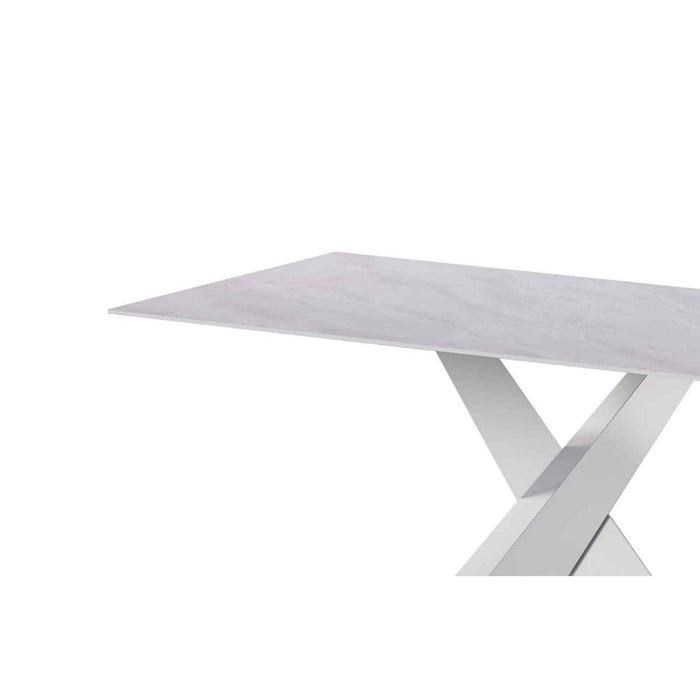 Chintaly JENNIFER Contemporary Dining Set w/ Sintered Stone Table & Tufted Chairs