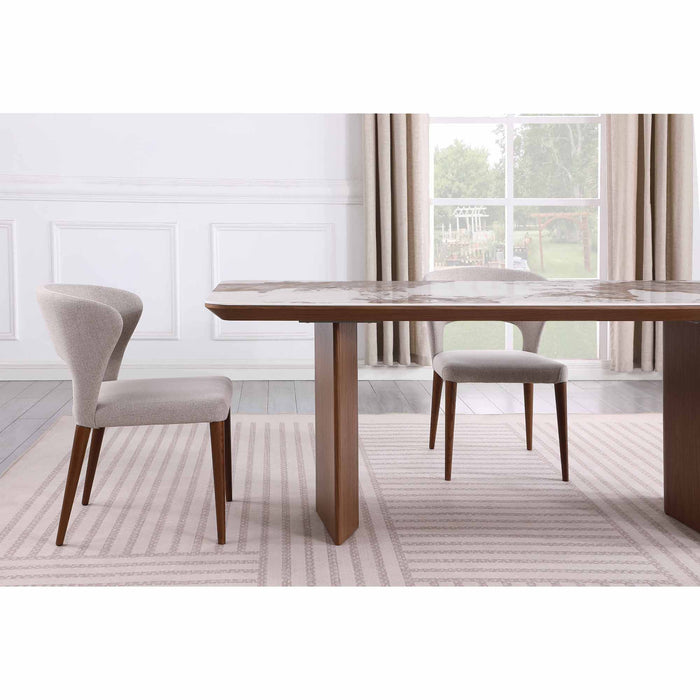 Chintaly RUBY Modern Dining Set w/ Ceramic Top Table & Open-back Chairs