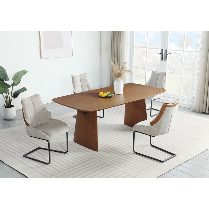 Chintaly EDEN Modern Dining Set w/ All-wood Table & Cantilever Chairs