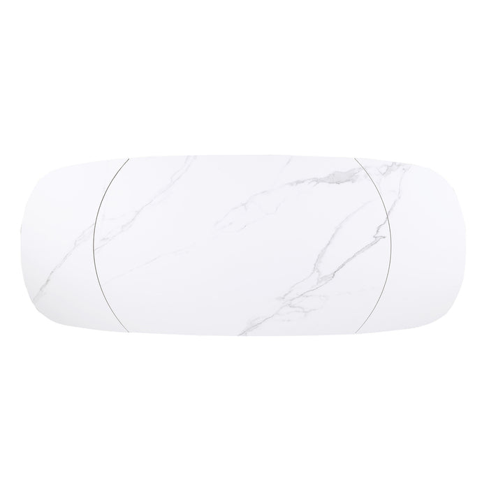 Chintaly NICOLE Contemporary Dining Set w/ Ceramic Top Motion Extendable Table & Swivel Chairs