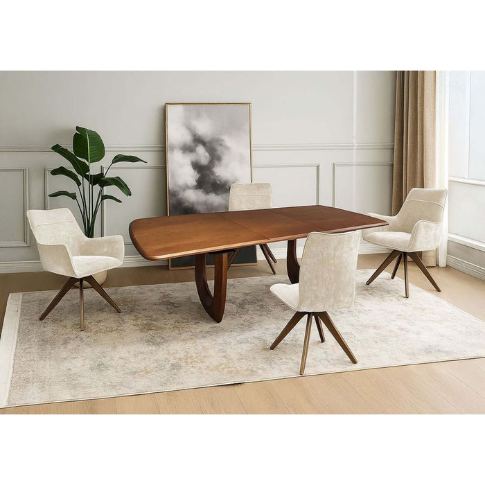 Chintaly SELMA All-wood Dining Set w/ Extendable Table & Swivel Chairs