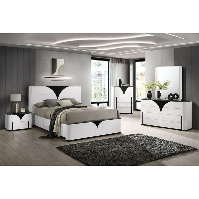 Chintaly OTTAWA 4-Piece Queen Size Bedroom Set w/ Bed, Dresser, Mirror & 1 Nightstand