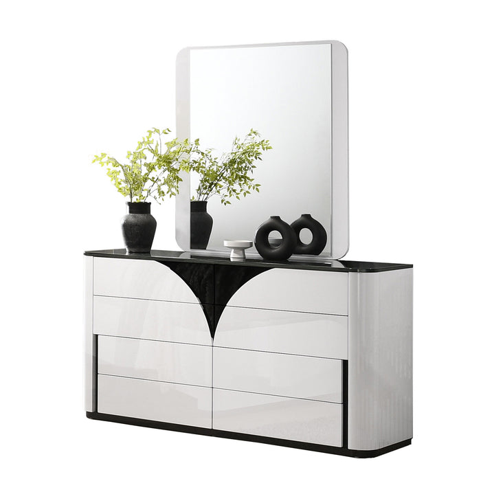 Chintaly OTTAWA 4-Piece King Size Bedroom Set w/ Bed, Dresser, Mirror & 1 Nightstand