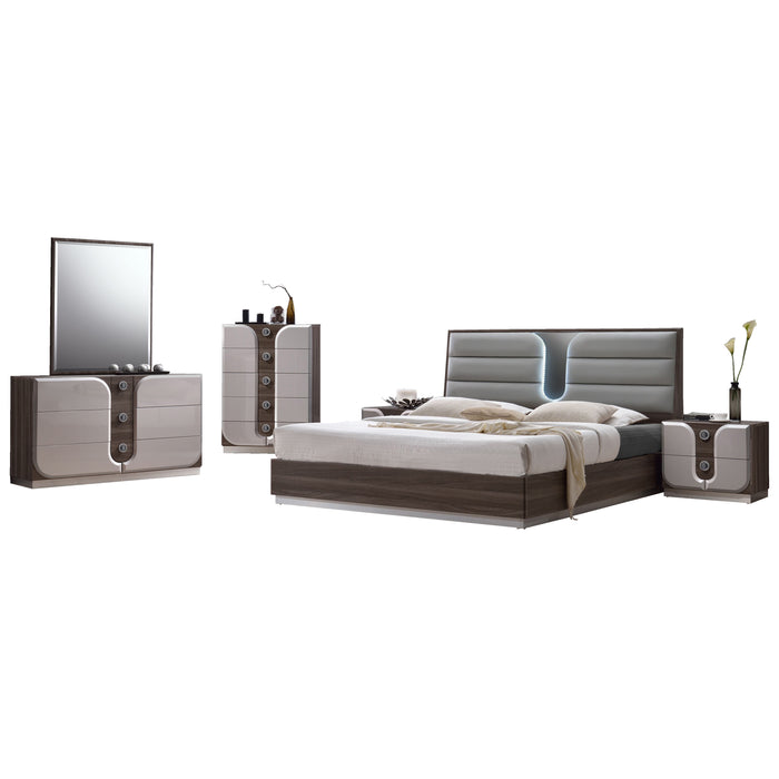 Chintaly London modern 5-piece bedroom set with queen size bed, dresser, and nightstands, featuring sleek contemporary design.