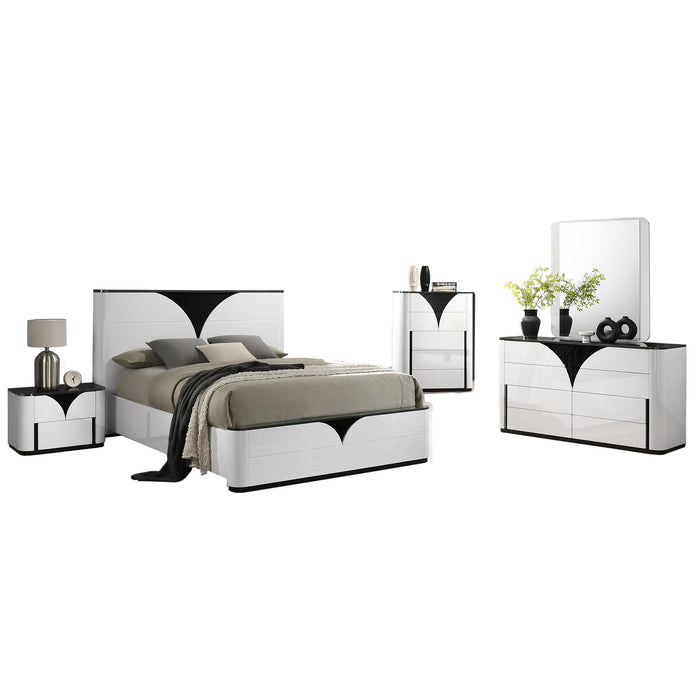 Chintaly OTTAWA 5-Piece Queen Size Bedroom Set w/ Bed, Dresser, Mirror & 2 Nightstands