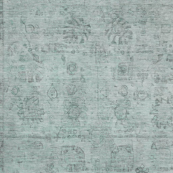10' X 14' Oriental Washable Area Rug With UV Protection (700769) - Aqua / Gray