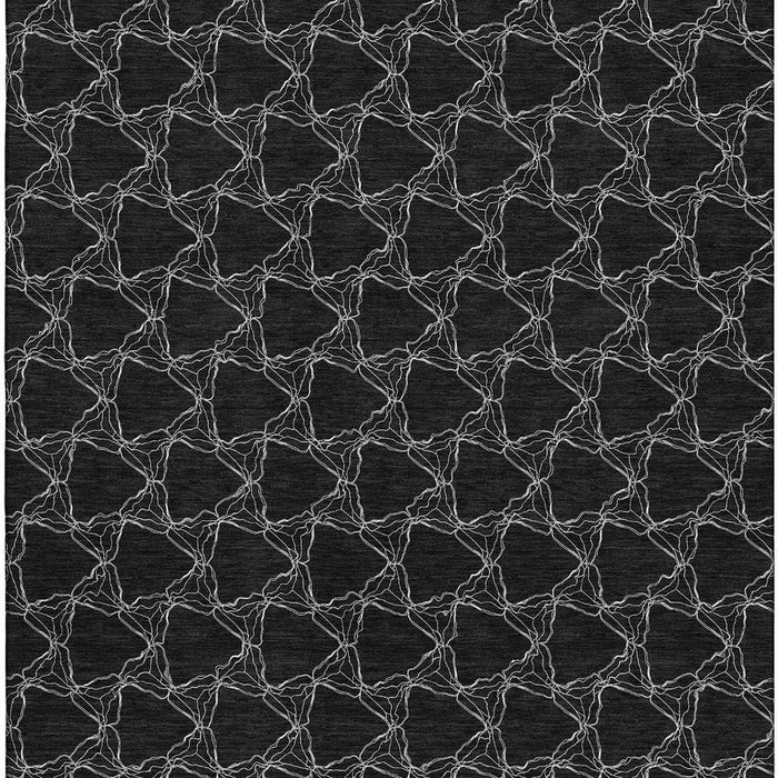 10' X 14' Geometric Washable Area Rug With UV Protection (676044) - Black / Ivory