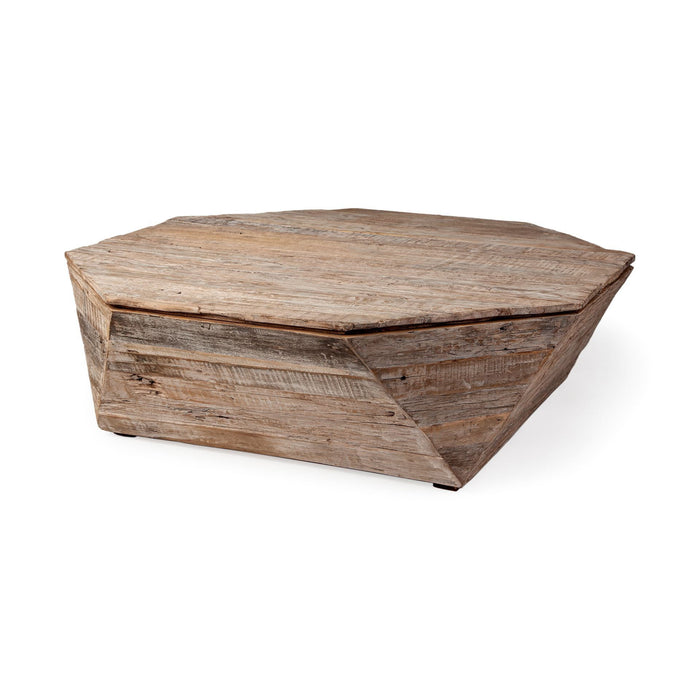 Octagon Distressed Lift Top Coffee Table - Natural