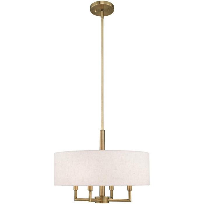 23" Four Light Dimmable Chandelier With Shades - Antiqued Brass