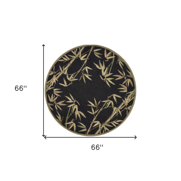 5' Round Wool Hand Tufted Area Rug - Black