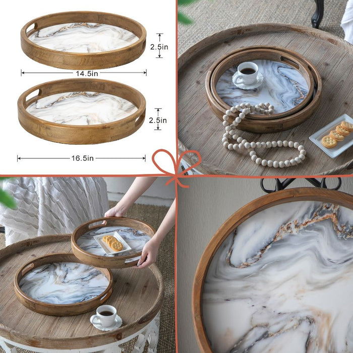 Giga French Country home decor set including artificial plant, vase, trays, stool, and side table in multicolor for living room styling.
