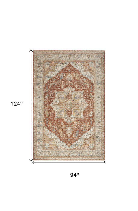 8' X 10' Oriental Distressed Area Rug (550776) - Ivory / Brown