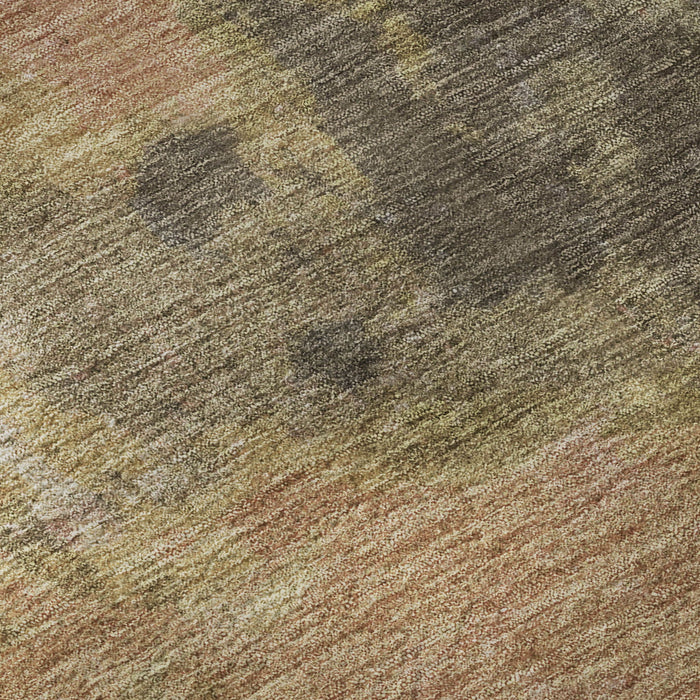 10' X 14' Abstract Washable Area Rug With UV Protection (699842) - Chocolate / Copper