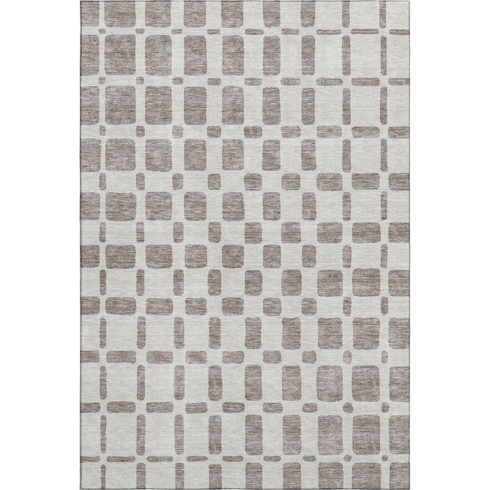 10' X 14' Geometric Washable Area Rug With UV Protection (669318) - Taupe / Ivory
