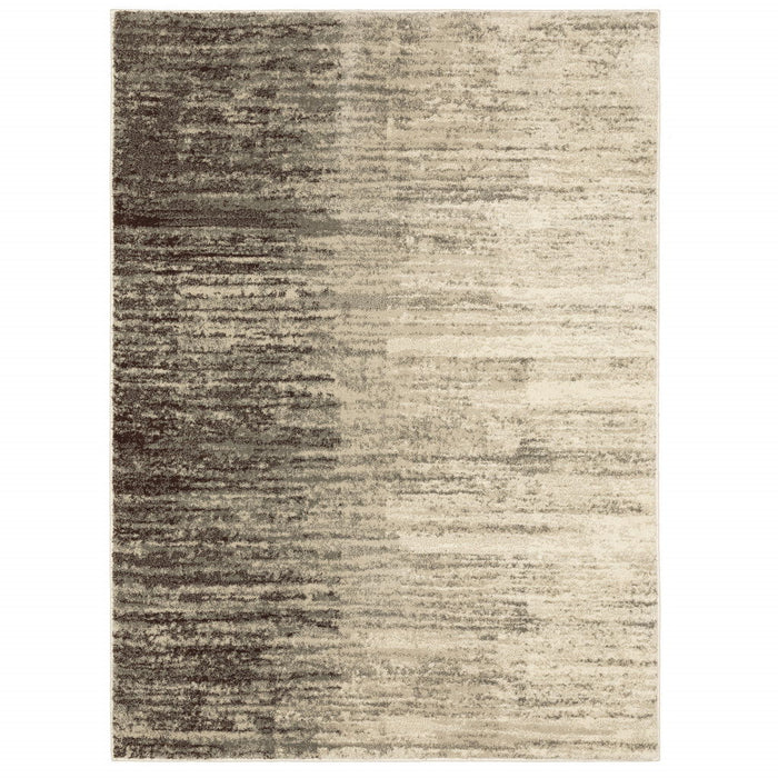 10' x 13' Abstract Power Loom Stain Resistant Area Rug - Beige And Gray