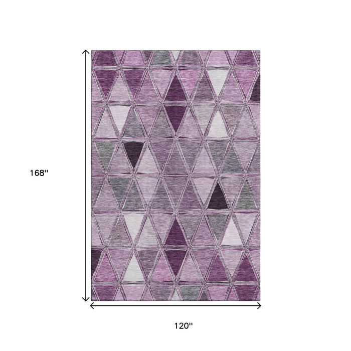 10' X 14' Geometric Washable Area Rug With UV Protection (657647) - Merlot / Gray / Ivory