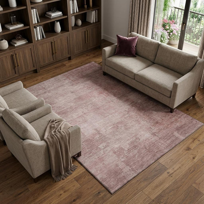 10' X 14' Abstract Washable Area Rug With UV Protection (696062) - Blush / Mauve