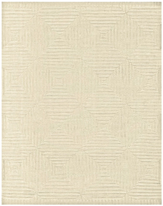 6' x 9' Wool Geometric Hand Knotted Area Rug - Ivory
