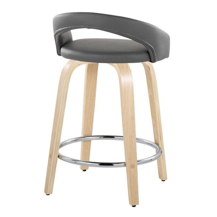 Grotto - 31" Upholstered Fixed-Height Counter Stool (Set of 2) - Natural Wood Base